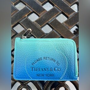 Tiffany & Co. Teal and Blue Leather Pouch Wallet card holder